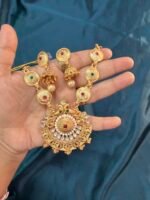 Copper Long Necklace Set With Earrings - Image 6