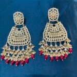 Statement Kundan earrings - Red