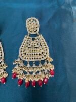 Statement Kundan earrings - Red - Image 4