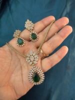 Beautiful Necklace Set With Earrings - Green - Image 4