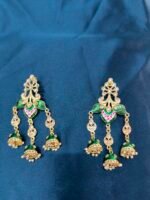 Kundan Meenakari Earrings - Green - Image 5