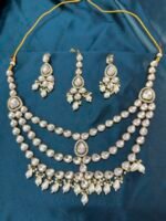 Kundan Necklace Set With Earrings and Mangtika - Image 4