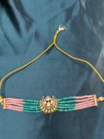 Polki Pink and Sea Green Necklace - Image 3