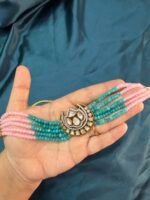 Polki Pink and Sea Green Necklace - Image 4