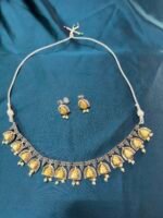 Silver replica Dual Tone Necklace Set With Earrings - Image 6