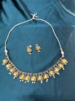 Silver replica Dual Tone Necklace Set With Earrings - Image 5