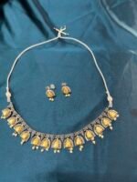 Silver replica Dual Tone Necklace Set With Earrings - Image 4