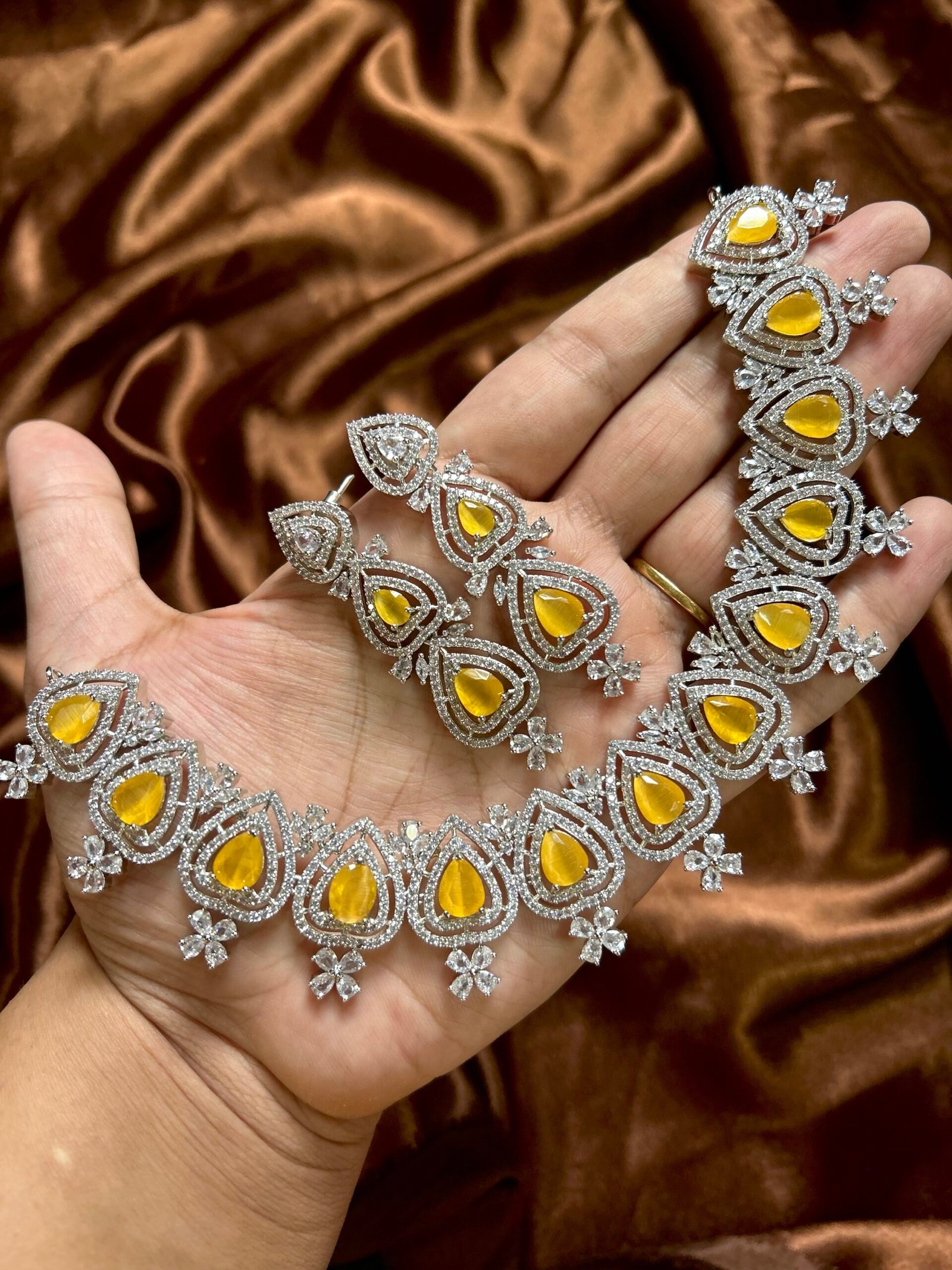 Chahat AD Necklace Set - Yellow