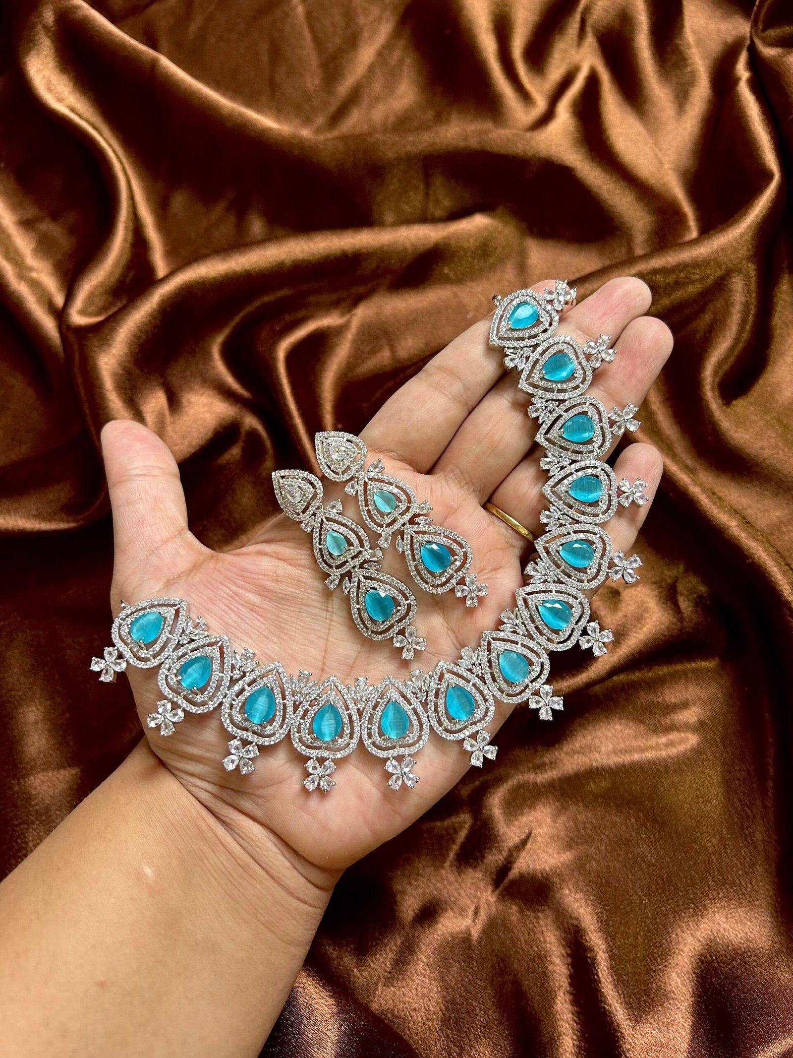 Chahat AD Necklace Set - Sky