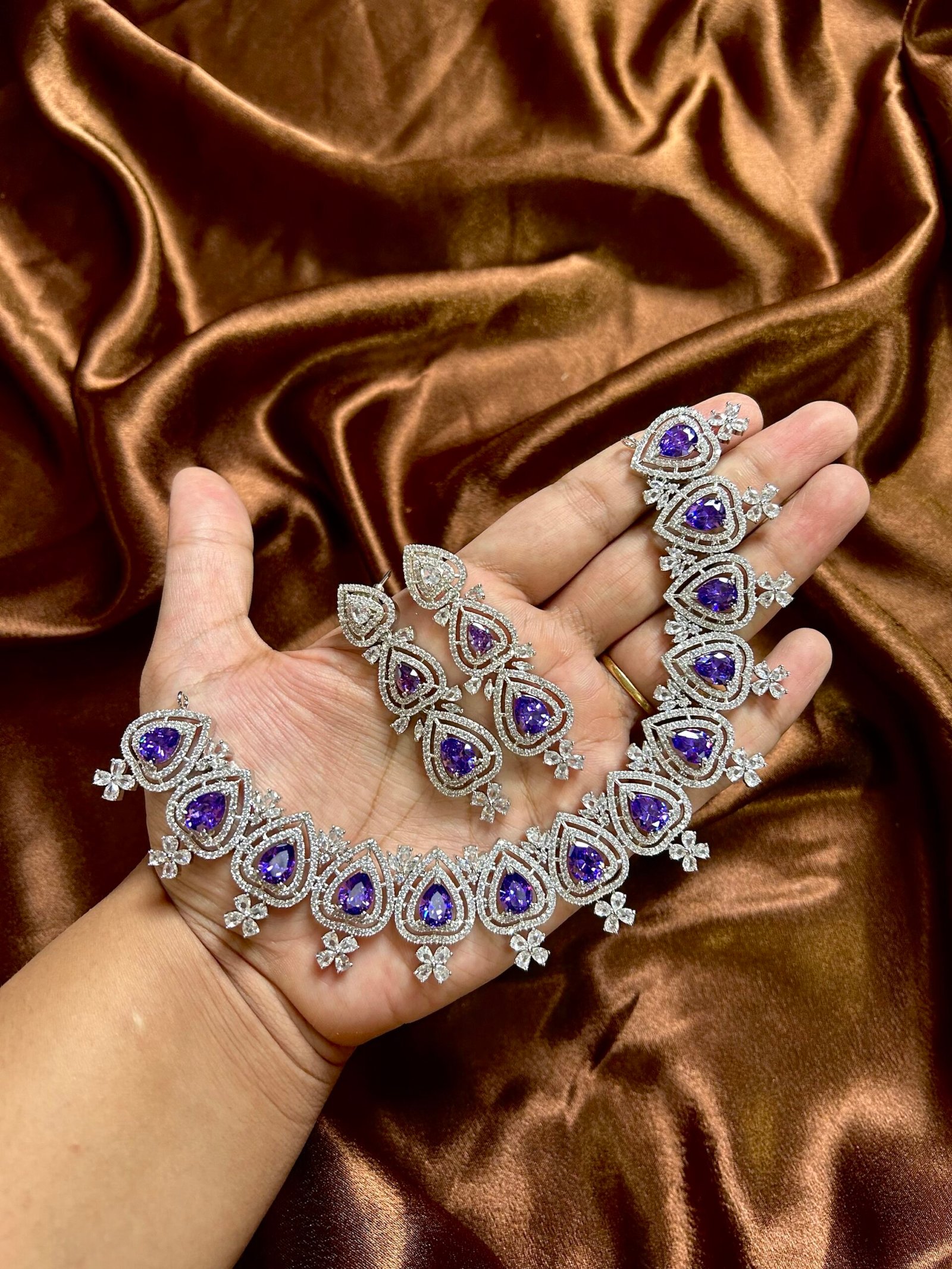 Chahat AD Necklace Set - Purple