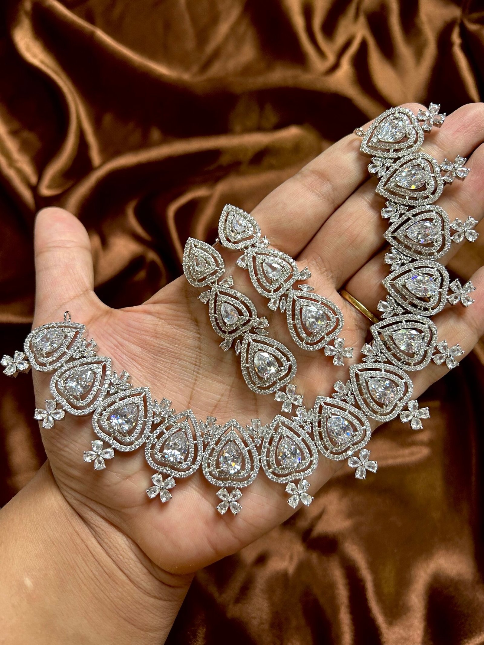 Chahat AD Necklace Set - Silver