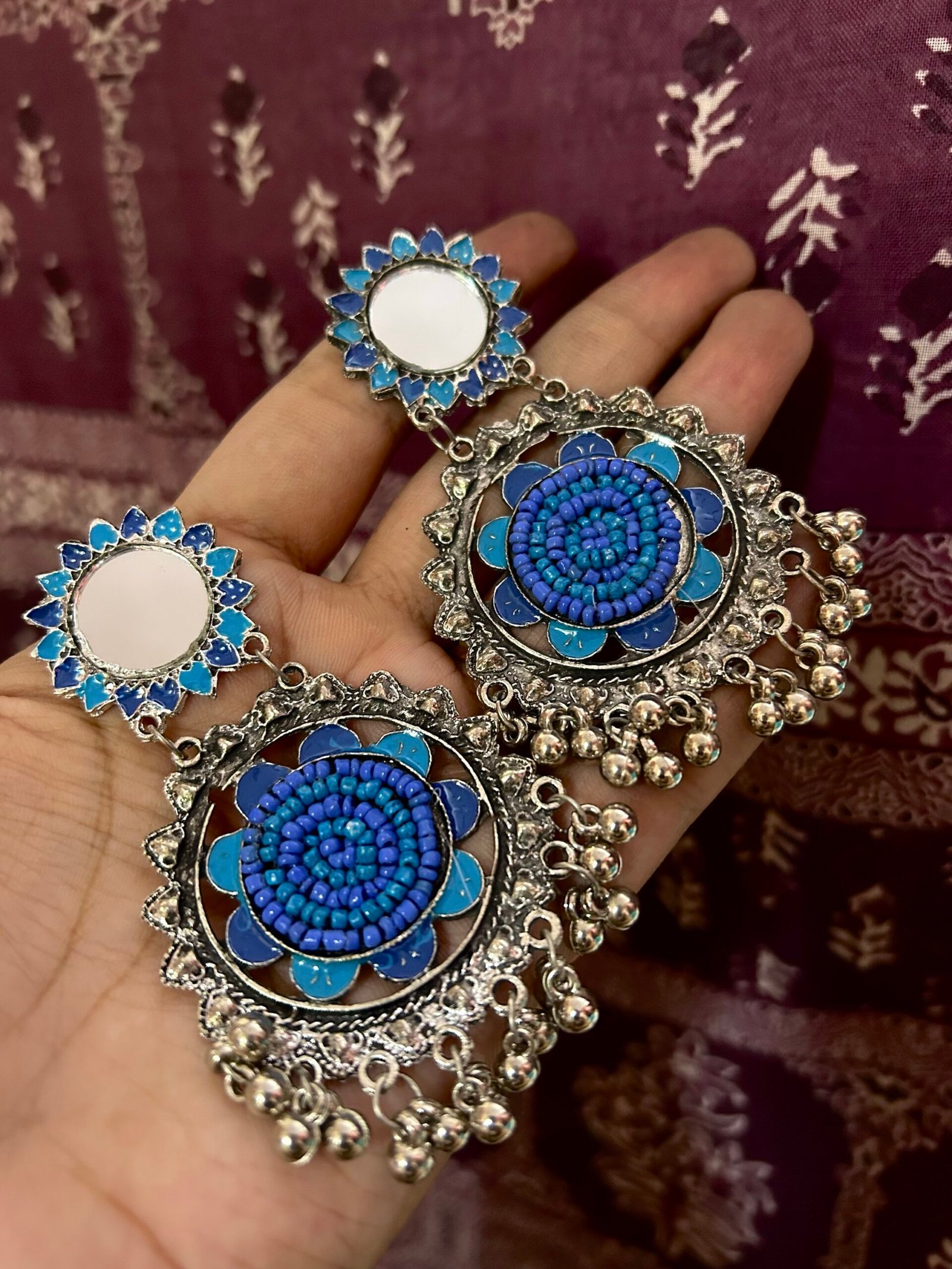 Oxidise Blue earrings