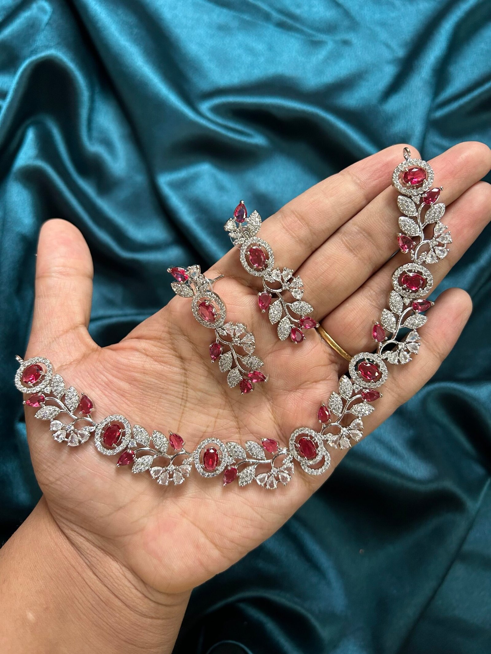 AD Necklace Set - Ruby Red