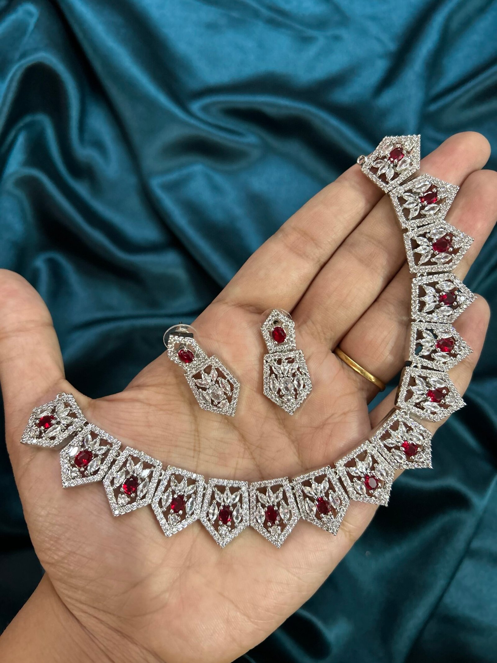 AD Necklace Set - Ruby Red