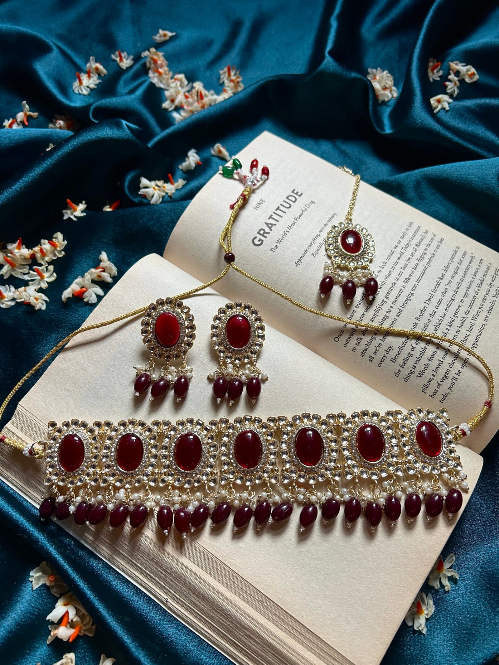 Kundan Necklace Set With Mangtika