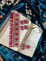 Kundan Pink Necklace Set with Mangtika - Image 3