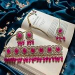 Kundan Pink Necklace Set with Mangtika