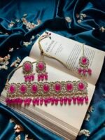 Kundan Pink Necklace Set with Mangtika