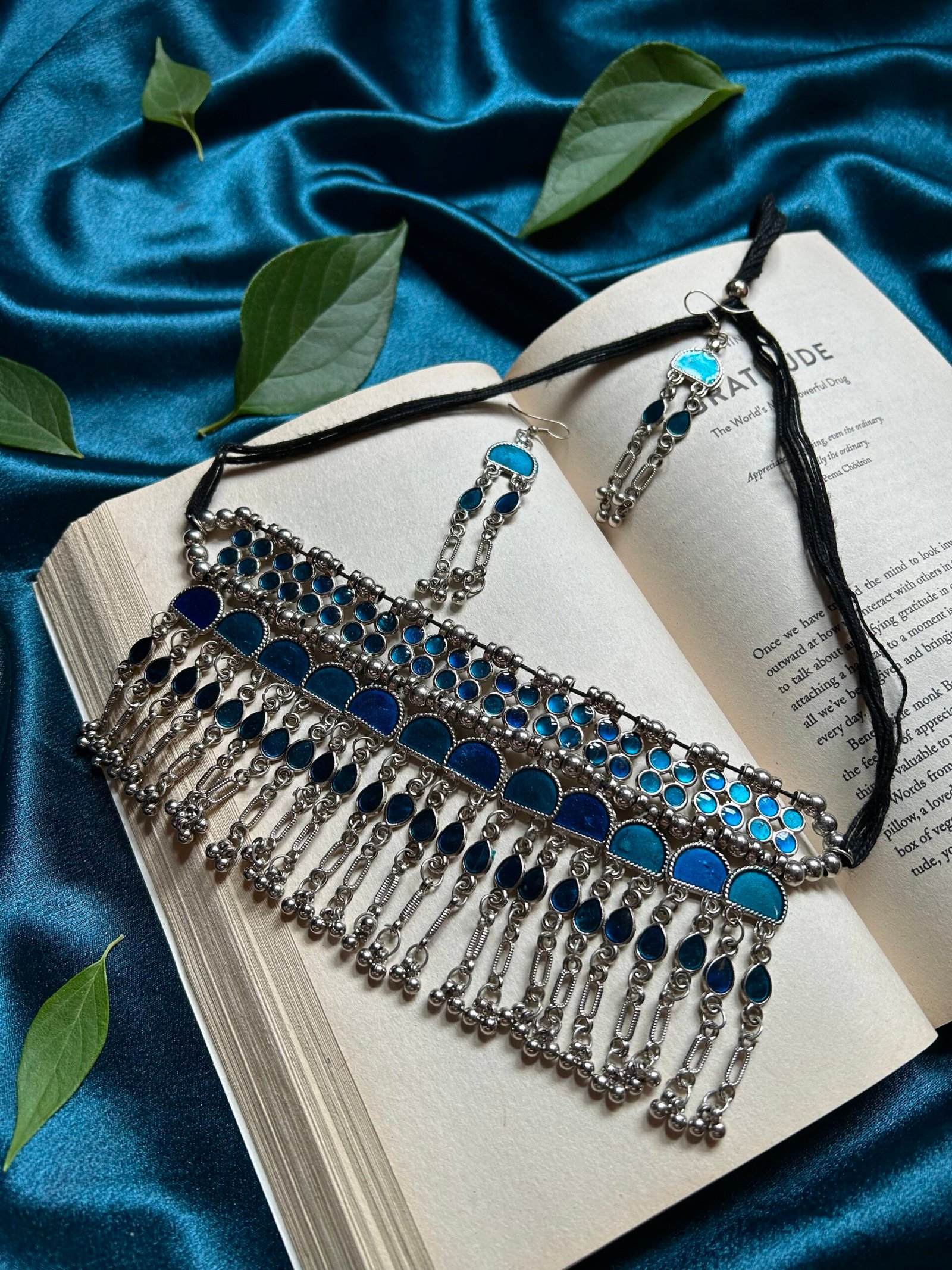Oxidise Blue Choker Set