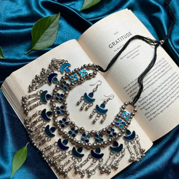 Oxidise Blue Necklace Set