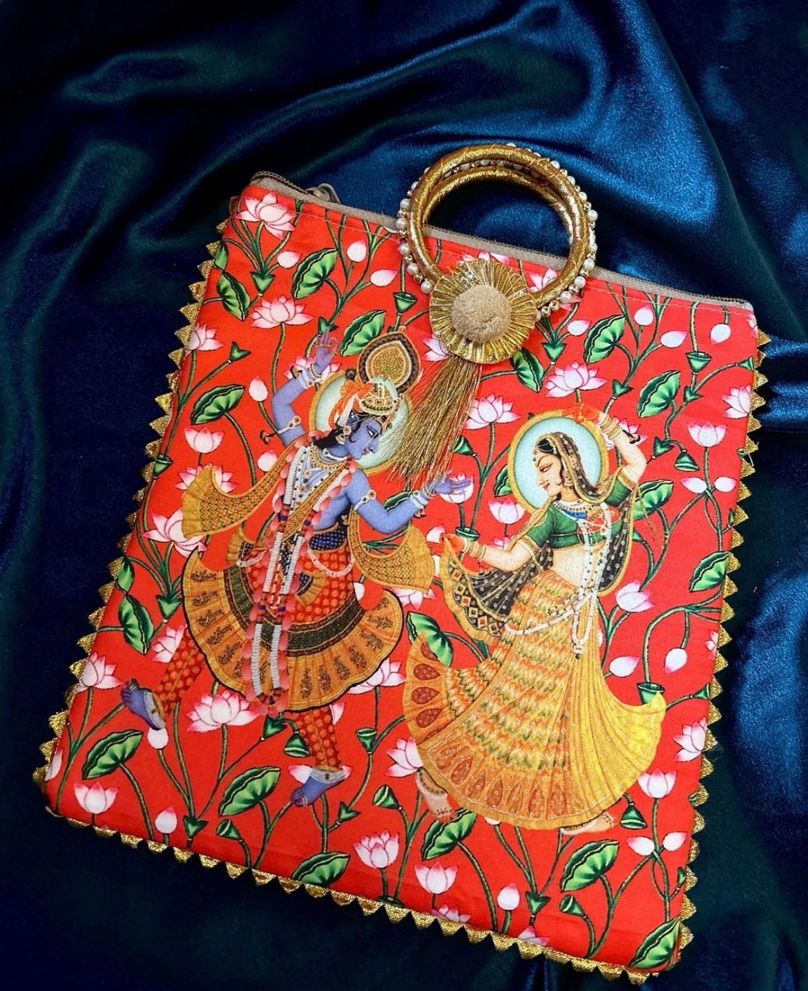 Radhe Krishna Potli Bag- Red