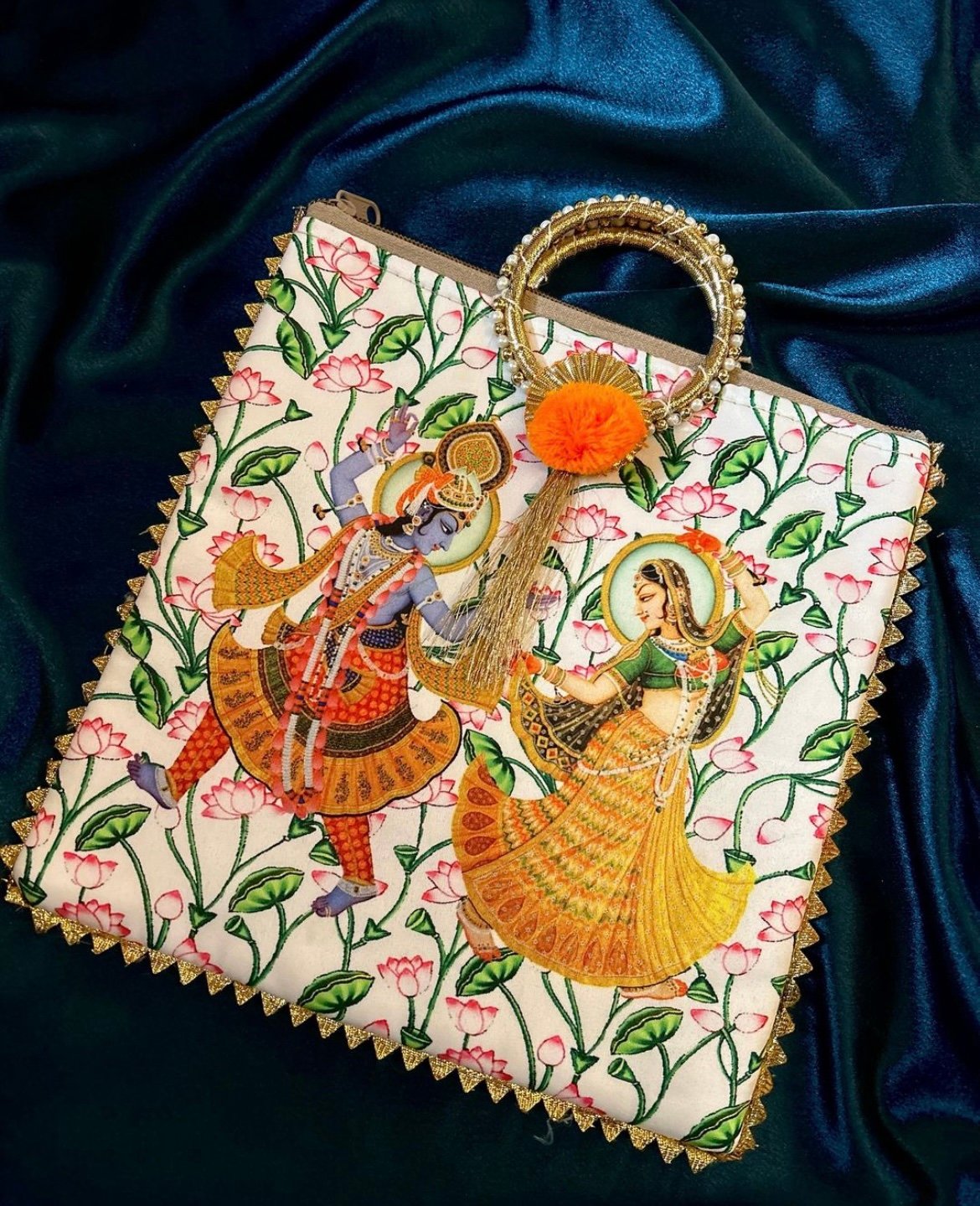 Radhe Krishna Potli Bag - Light Peach