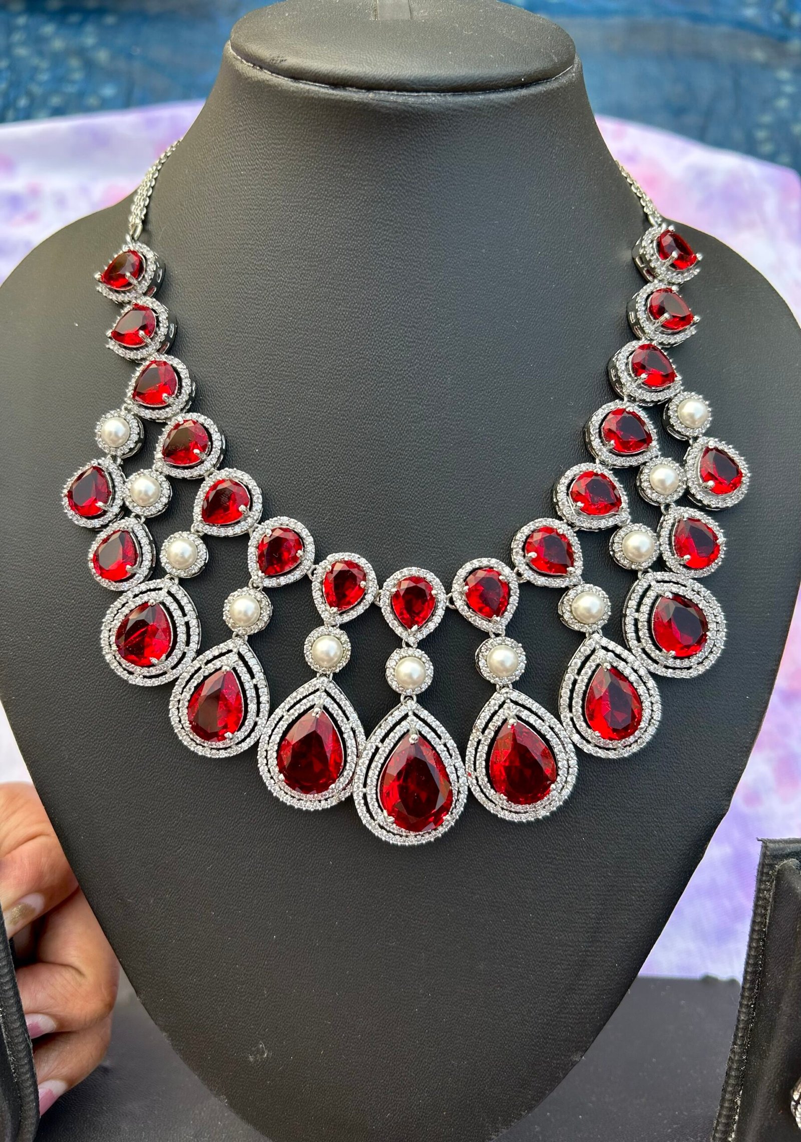 Ruby AD Neckpiece with Pearls
