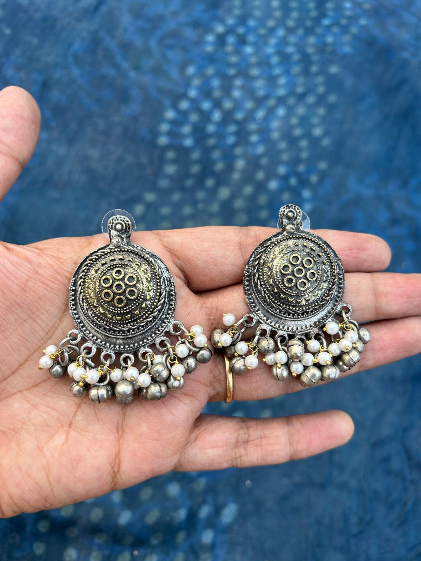Round Dual Tone Earrings