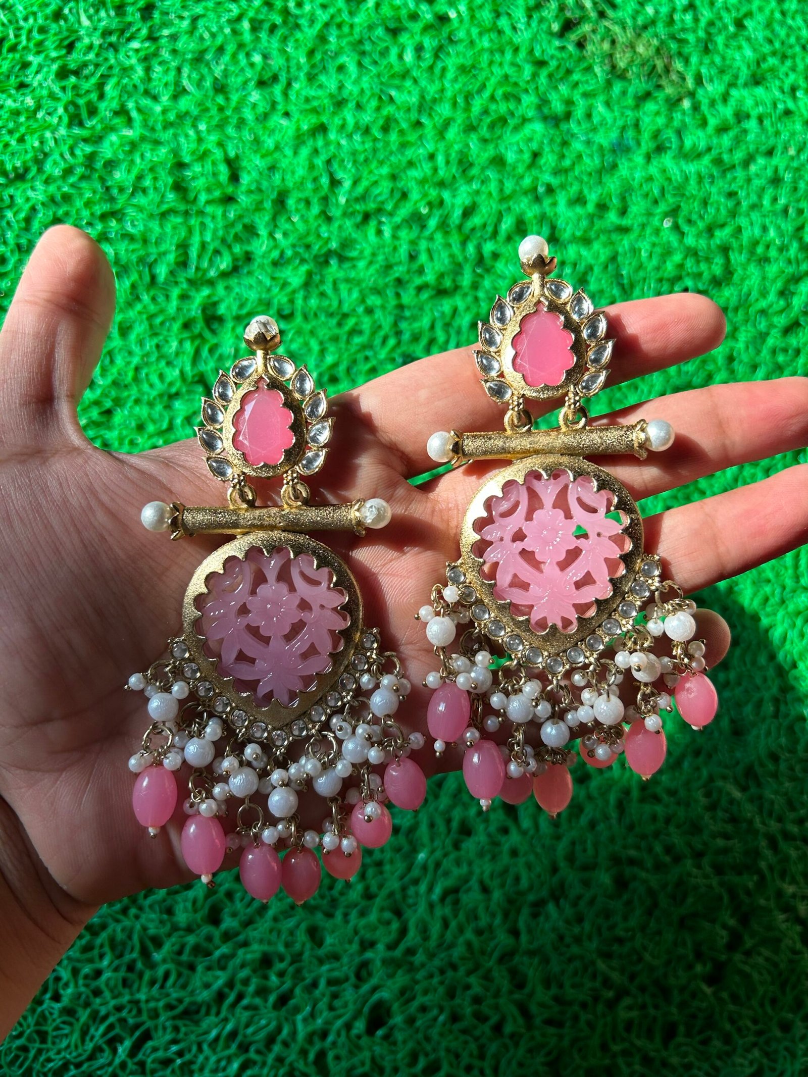 Arohi Earrings- Baby Pink