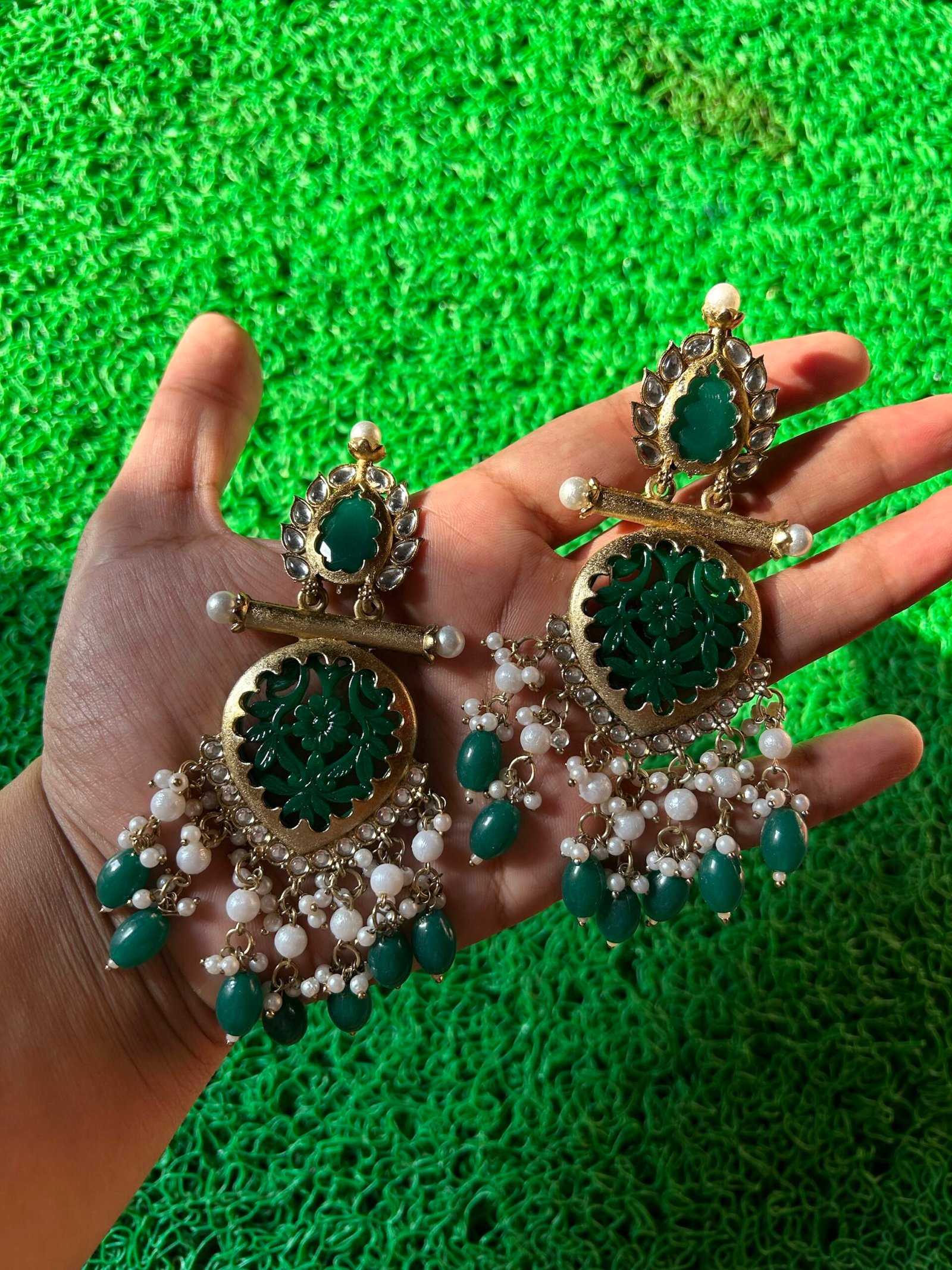 Arohi Earrings- Dark Green