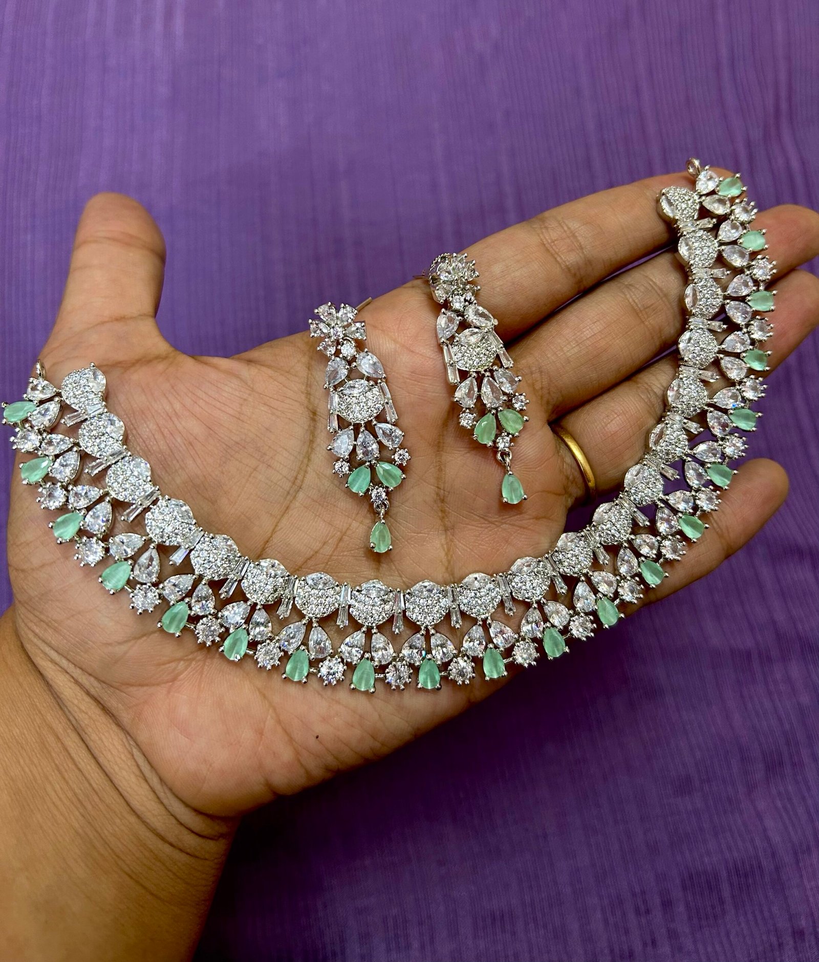 Mint Green AD Neckpiece