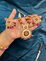 Chir Mala Pink Necklace Set With Earrings - Image 3
