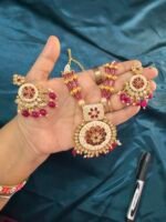 Chir Mala Pink Necklace Set With Earrings - Image 8
