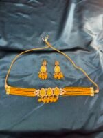 Monalisa Necklace Set With Earrings - Mustard Yellow - Image 7