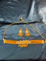 Monalisa Necklace Set With Earrings - Mustard Yellow - Image 4