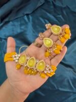 Monalisa Necklace Set With Earrings - Mustard Yellow - Image 5
