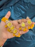 Monalisa Necklace Set With Earrings - Mustard Yellow - Image 6