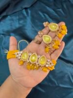 Monalisa Necklace Set With Earrings - Mustard Yellow - Image 3