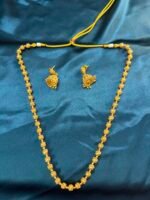 Copper Matar Mala Chain With Jhumki Earrings - Image 3