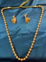 Copper Matar Mala Chain With Jhumki Earrings - Image 4