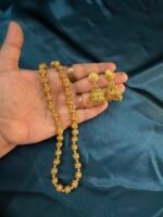 Copper Matar Mala Chain With Jhumki Earrings - Image 5