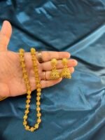 Copper Matar Mala Chain With Jhumki Earrings - Image 6
