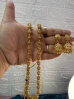 Copper Matar Mala Chain With Jhumki Earrings - Image 8