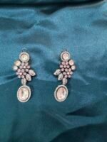 Polki Premium Earrings - Pink - Image 3