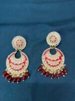 Kundan Earrings - Red - Image 4
