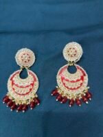 Kundan Earrings - Red - Image 5