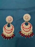 Kundan Earrings - Red - Image 3