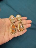 Polki Earrings - Orange - Image 3