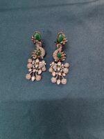 Moissanite Green Peacock Earrings - Image 3