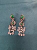 Moissanite Green Peacock Earrings - Image 6